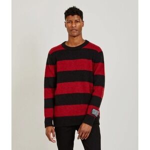 Ksubi‎ Strange Daze Striped Sweater Size XL Black Red Kurt Cobain Grunge Knit